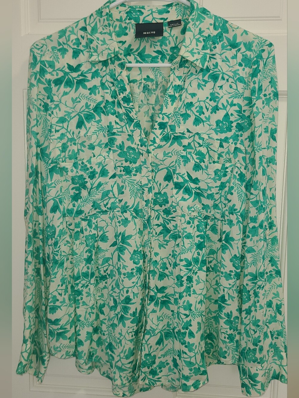 Maeve Green Floral Button-Down Shirt
